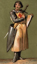 Muotokuva Jean de Joinvillestä (1225 - 1317) Ranskalainen kolumnisti Kuningas Ludvig IX:n ystävä ja uskottu, jonka hän seurasi VII ristiretkelle. 1800-luvun kromolitografia.