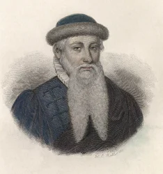 Johannes Gensfleisch dit Gutenbergin (1394/99-1468), saksalaisen kirjapainon muotokuva. "" Hyödyllisten miesten muotokuvia""