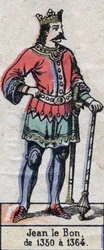 Muotokuva Johannes II:sta Ranskasta, joka tunnetaan nimellä Johannes Hyvä (1319-1364) (Kapetsialaisten dynastia). Kuvitus 1800-luvun lopulla.