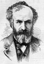 Ranskalaisen tähtitieteilijän Jules Jansenn (1824-1907) muotokuva, menetelmä auringon ulkonemien havainnointiin. Kaiverrus "" Le Monde Illustré" -julkaisussa nro 911, 26. syyskuuta