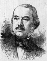 Muotokuva Leon Layasta (1810-1872), ranskalaisesta näytelmäkirjailijasta. Kaiverrus "" Le Monde Illustré" -julkaisussa nro 805, 14. syyskuuta 1872.