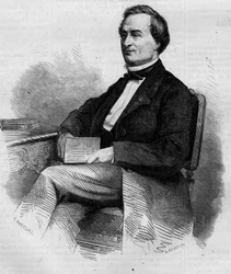 Ranskalaisen tuomarin ja senaattorin Louis Bernard Bonjeanin (1804-1871) muotokuva. Kaiverrus "" Le Monde Illustré" -julkaisussa nro 309, 14. maaliskuuta 1863.