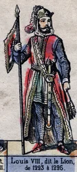 Muotokuva Ranskan Ludvig VIII:sta, joka tunnetaan nimellä Leijona (1187-1226) (Kapetsialaisten dynastia). Kuvitus 1800-luvun lopulla.