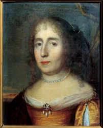 Madame de Scuderyn (tai Madeleine de Scuderin (1607 - 1701), ranskalaisen kirjeen naisen muotokuva). Anonyymi maalaus ranskalaisesta koulusta