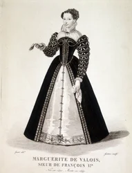 Navarran Margareta (1492-1549) muotokuva Navarran kuningattaresta ja runoilijasta - 1800-luku