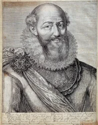 Muotokuva Sullyn herttuan Maximilian Bethunesta (1560-1641). Kaiverrus 1600-luvulta. Pau, Musee Du Chateau
