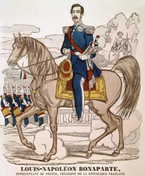 Napoleon III:n muotokuva - kansan edustaja, Ranskan tasavallan presidentti. (Charles Louis Napoleon Bonaparte) (1808-1873). Selkärangan kuva.