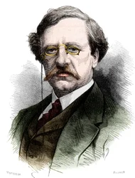 Muotokuva Nils Adolf Erik (Eric) Baron Nordenskjold (Nordenskiold) (1832-1901), ruotsalainen luonnontieteilijä ja tutkimusmatkailija. Kaiverrus "" Le Monde Illustré" -julkaisussa nro 1178, 25. lokakuuta
