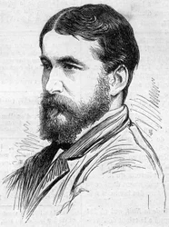 Norman Lockyerin (1836-1920) muotokuva, englantilainen tähtitieteilijä, auringon ulokkeiden havainnointimenetelmän lähettäjä. Kaiverrus "" Le Monde Illustré" -julkaisussa nro 911, 26. syyskuuta