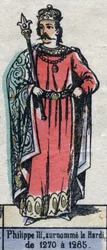 Muotokuva Philip III:sta Ranskasta, joka tunnetaan nimellä Philip Hardi (1245-1285) (Kapetsialaisten dynastia). Kuvitus 1800-luvun lopulla.