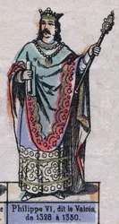 Muotokuva ranskalaisesta Philippe VI:sta, joka tunnetaan nimellä Philippe de Valois (1294-1350) (Kapetsialaisten dynastia). Kuvitus 1800-luvun lopulla.