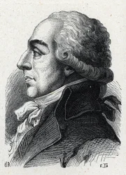 Pierre Louis Roedererin (1754-1835) muotokuva ranskalaisesta asianajajasta ja poliitikosta. Kaiverrus vuodelta 1889. Yksityinen kokoelma.