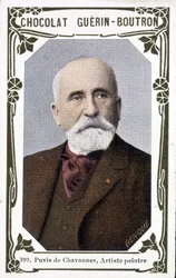 Ranskalaisen taidemaalarin Pierre Puvis de Chavannesin (1824-1898) muotokuva. Vignetti Guérin - Boutron-suklaata.
