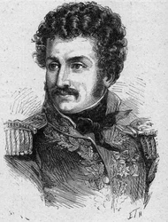 Pierre Yriexin (Pierre Yrieix) Daumesnilin (1776-1832), ranskalaisen kenraalin muotokuva ensimmäisen imperiumin ja entisöinnin aikana - Kaiverrus vuodelta 1889 - Yksityinen kokoelma