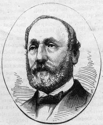 Theodore Ballun (1817-1885), ranskalaisen arkkitehdin muotokuva. Kaiverrus "" Le Monde Illustré" -julkaisussa nro 890, 2. toukokuuta 1874.