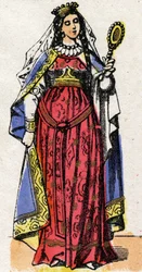 Muotokuva Ultrogothesta (kuoli 566-567 jälkeen) Ranskan kuningatar ja Childebertin vaimo 1.