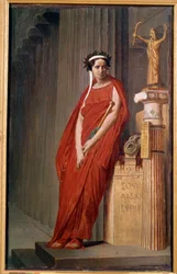 Koomikko Elisabeth Felixin muotokuva Mademoiselle Rachel (1821-1858) ilmentää tragediaa Painting de l