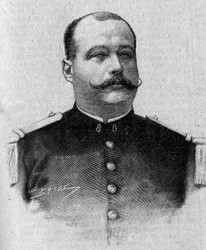 Markiisi Patrice de Mac Mahonin (Mac-Mahon) muotokuva (1855-1927). Kaiverrus ”The Sunday Gazette” -lehdessä 5. maaliskuuta