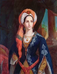 Näyttelijä Mlle Rachelin muotokuva Roxannen roolissa Jean Racinen (1639-99) Bajazet-näytelmään