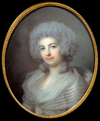 Pierre Choderlos de Laclosin vaimon muotokuva 1700-luvun ranskalaisen koulukunnan pastellivärinen maalaus. Aurinko. 0,55x0,45 m Amiensin Pikardian museo
