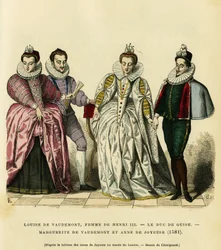 Muotokuvia vuodelta 1581 Louise de Vaudemontista (1553-1601), Ranskan kuningattaresta, Henrik III:n (1551-1589) vaimosta, Margueriten kolmannesta Guisen herttuasta, Henri I:stä, joka tunnetaan Balafrena (1549-1588). Lorraine (1564-1625) Vaudemontin kreivin
