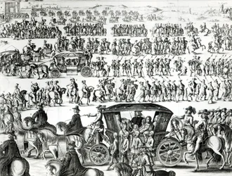 Nuoren kuninkaan Ludvig XIV:nnen kulkue lapsena Pariisin kaupungissa 18. elokuuta 1649, yksityiskohta