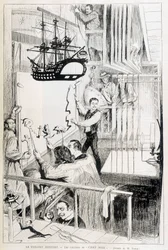 Nukkenäyttelijät Chat Noirin kulissien takana, pariisilainen kabaree - elokuvassa "Le Monde illustré" 28.1.1888.