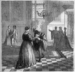 Navarran kuningatar Margarita (1492-1549) tapaa Pominin. Tohtori Th. -F. Debray. 1879.