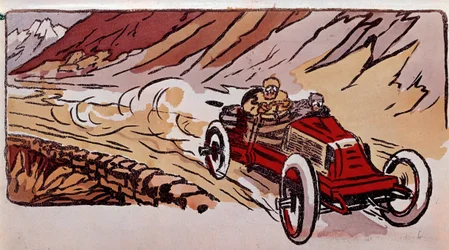 Kilpailu Pariisin ja Wienin välillä: Renault-auto teki nopeusennätyksen 15 tunnissa, 46 minuutissa ja 41 sekunnissa 1419 kilometrin matkalla.