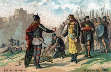 Rainfroy (Rainfroi), Charles Martelin piiritys Angersissa, capitule, noin 717. Kromolitografia noin 1890.