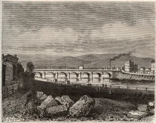 Roanne - Loire, Rhône-Alpesin alueella - V.A. Malt-Brownin kaiverrus "La France illustrée: maantiede, historia, tilastohallinto". 1884