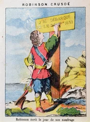 Robinson Crusoe kirjoittaa haaksirikon päivämäärän