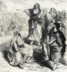 Samuel näyttää israelilaisille kuningaskunnan vaaroja Kaiverrus Lahuresta 1800-luvun yksityiskokoelma