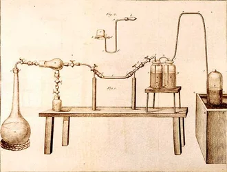 Tieteelliset laitteet, Antoine Laurent de Lavoisierin (1743-94) teoksesta The Elements of Chemistry, kaiverrus D.Lizars, 1796