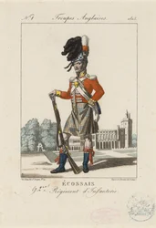 Skotlannin 92. jalkaväkirykmentti, n. 1815 (värillinen etsaus)