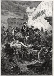 Siege de Metz (1552) - Francois de Guise ja teokset Metzin valleilla - kaiverrus kirjasta "" Ranskan historia kerrottiin lapsenlapsilleni"" - kirjoittanut Francois Guizot - 1872-1876