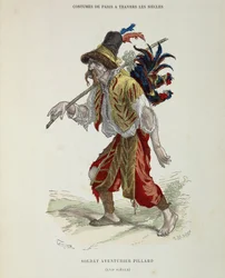 Sotilasseikkailijapilari (vagabond) 1500-luvulla - "Pariisin puku vuosisatojen ajan"