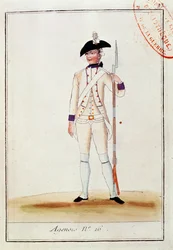 Ranskan Agenois-jalkaväkirykmentin sotilas, n. 1780