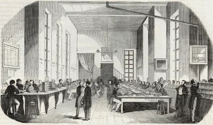 Kirjeiden lajittelu Pariisista - Kaiverrus "" Tableau-de-Paris "" Edmond Texier 1852