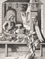 Spur Maker, jäljennös Jost Ammanin (1539-91) puupiirroksesta Paul Lacroix