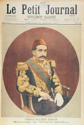 Sulttaani Abd al-Hamid Khan II (1842-1918), Osmanien valtakunnan hallitsija, julkaisusta Le Petit Journal, 21. helmikuuta 1897