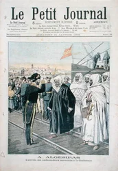 Marokkolaisten suurlähettiläiden saapuminen Algecirasin kansainväliseen konferenssiin vuonna 1906, Le Petit Journal -lehden kansi, 21. tammikuuta 1906