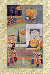 Oikeuden sänky, kuvitus Arabian yöistä, 1895 (värikaiverrus)