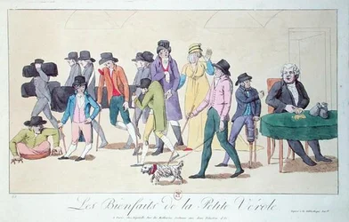 Isorokon edut, karikatyyri, n. 1804 (värikaiverrus)