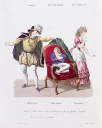Kreivi löytää Cherubinin, Pierre Augustin Caron de Beamarchaisin (1732-99) Figaron häät 9. kohtaus