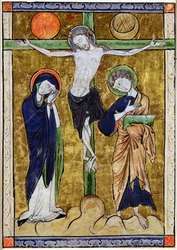 Ristiinnaulitseminen, psalterista, n. 1215
