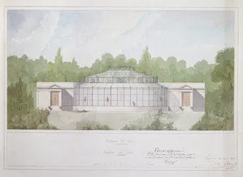 Apinatalo Jardin des Plantesissa Pariisissa, 1835 (muste ja wc paperilla)
