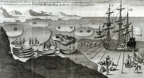 The Ship Making Alliance with the Eskimos, Bacqueville de La Potherien (1663-1736) kirjasta Histoire de l