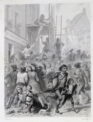 Jauhosota: mellakka leipomon edessä toukokuussa 1775 (Ranskan vallankumouksen ensimmäiset hedelmät).