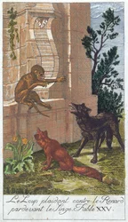 Susi, kettu ja apina, Fables de La Fontainen